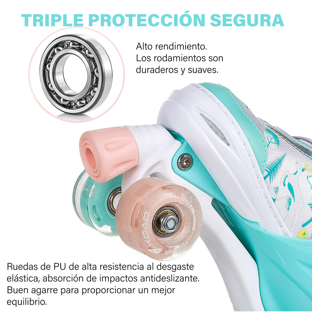 Patines 4 Ruedas Profesionales Con Luces Ajustable Niño Niña