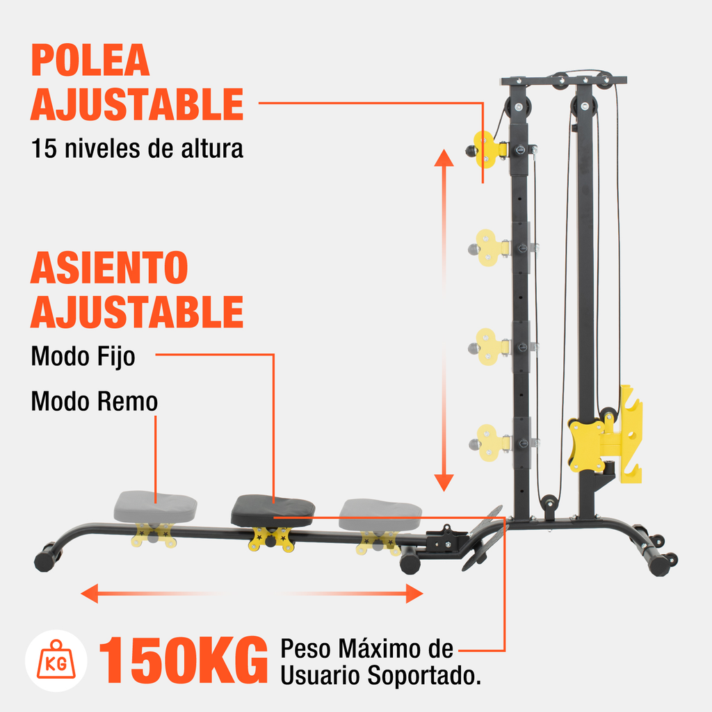 Remadora Para Ejercicio 50lb Altera Maquina De Remo Plegable