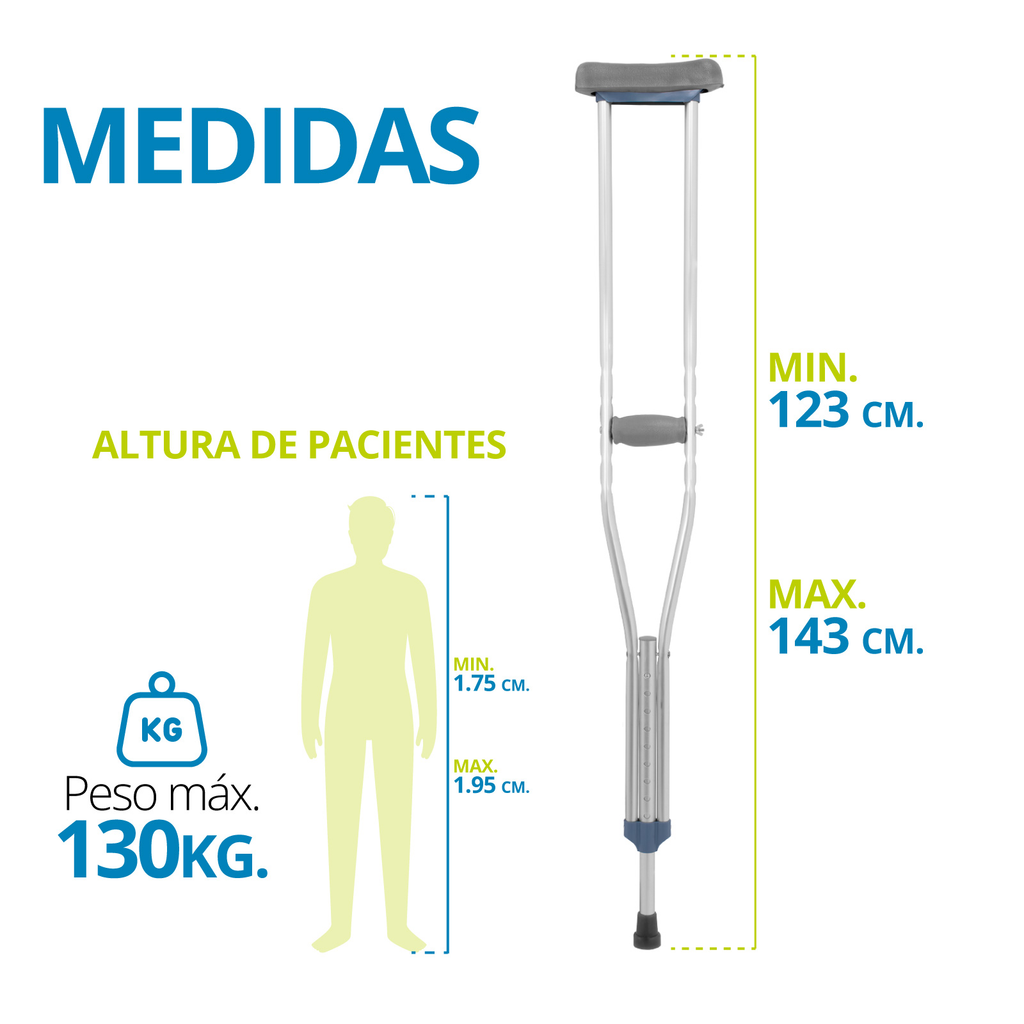 Muletas Ortopedicas Auxiliares Onof Ajustables De Aluminio