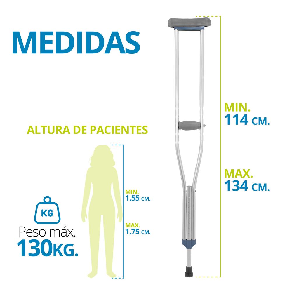 Muletas Ortopedicas Auxiliares Onof Ajustables De Aluminio