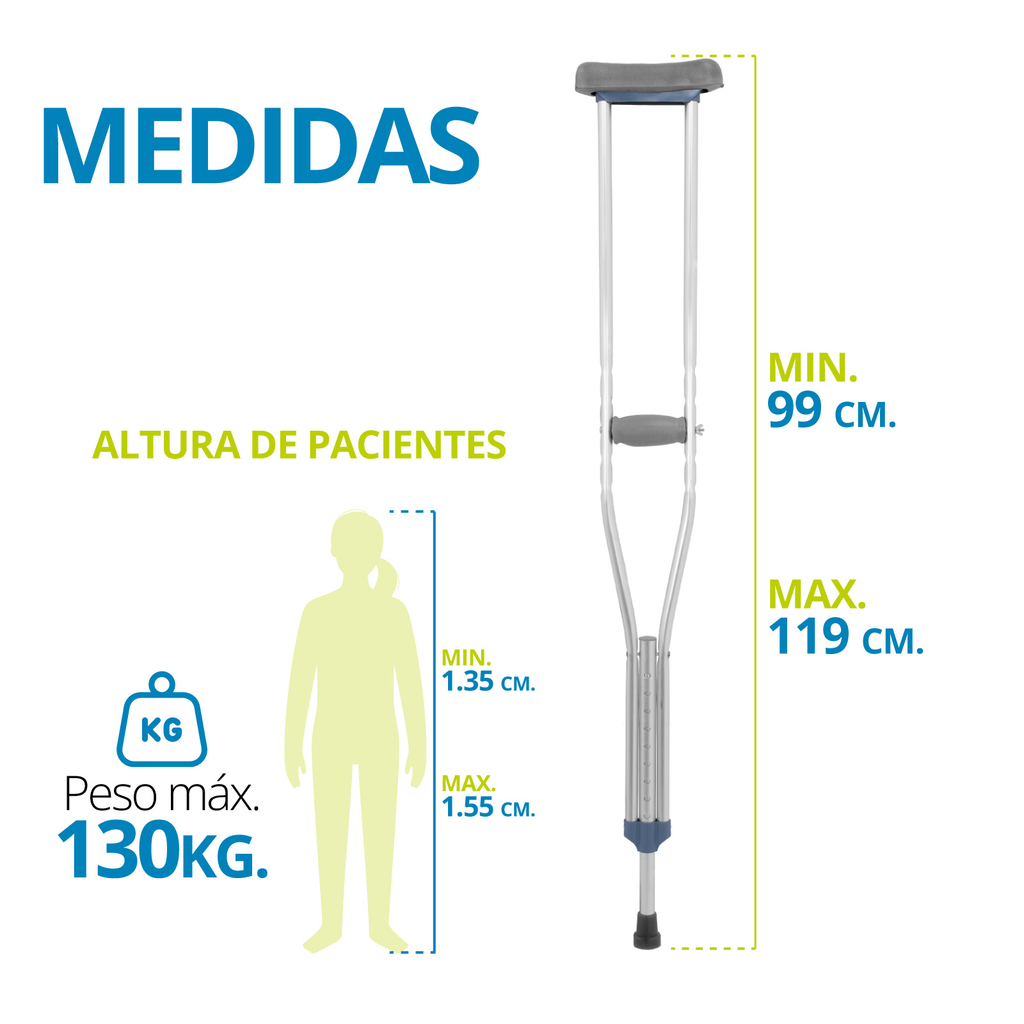 Muletas Ortopedicas Auxiliares Onof Ajustables De Aluminio