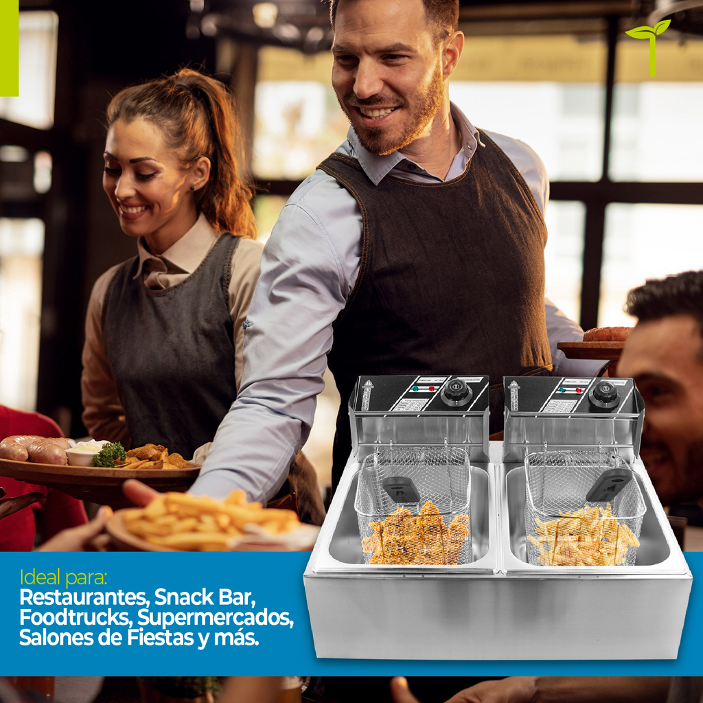 Freidora Electrica De Aceite Doble Industrial 3400w Onof