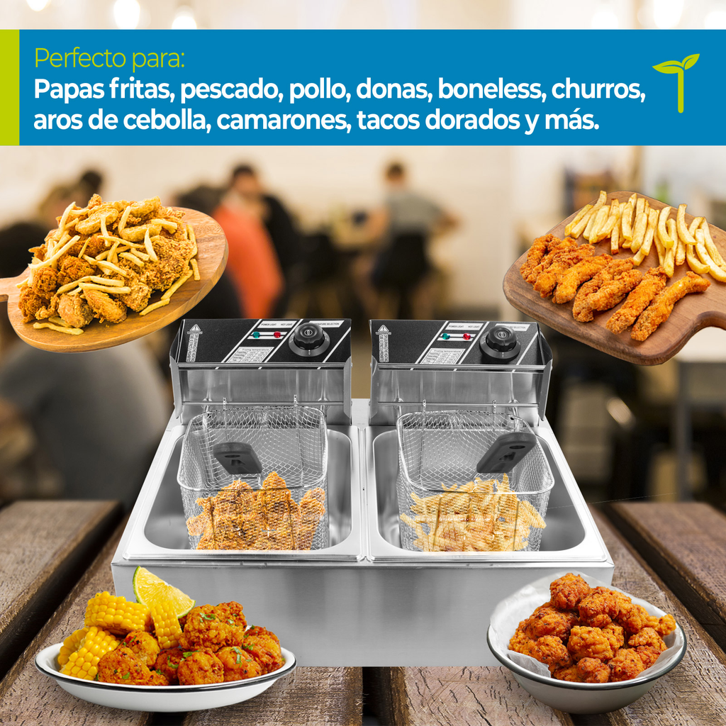 Freidora Electrica De Aceite Doble Industrial 3400w Onof