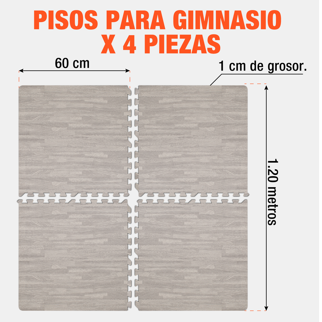 Piso Para Gimnasio Altera Tipo Madera Tatami 60x60 4pz