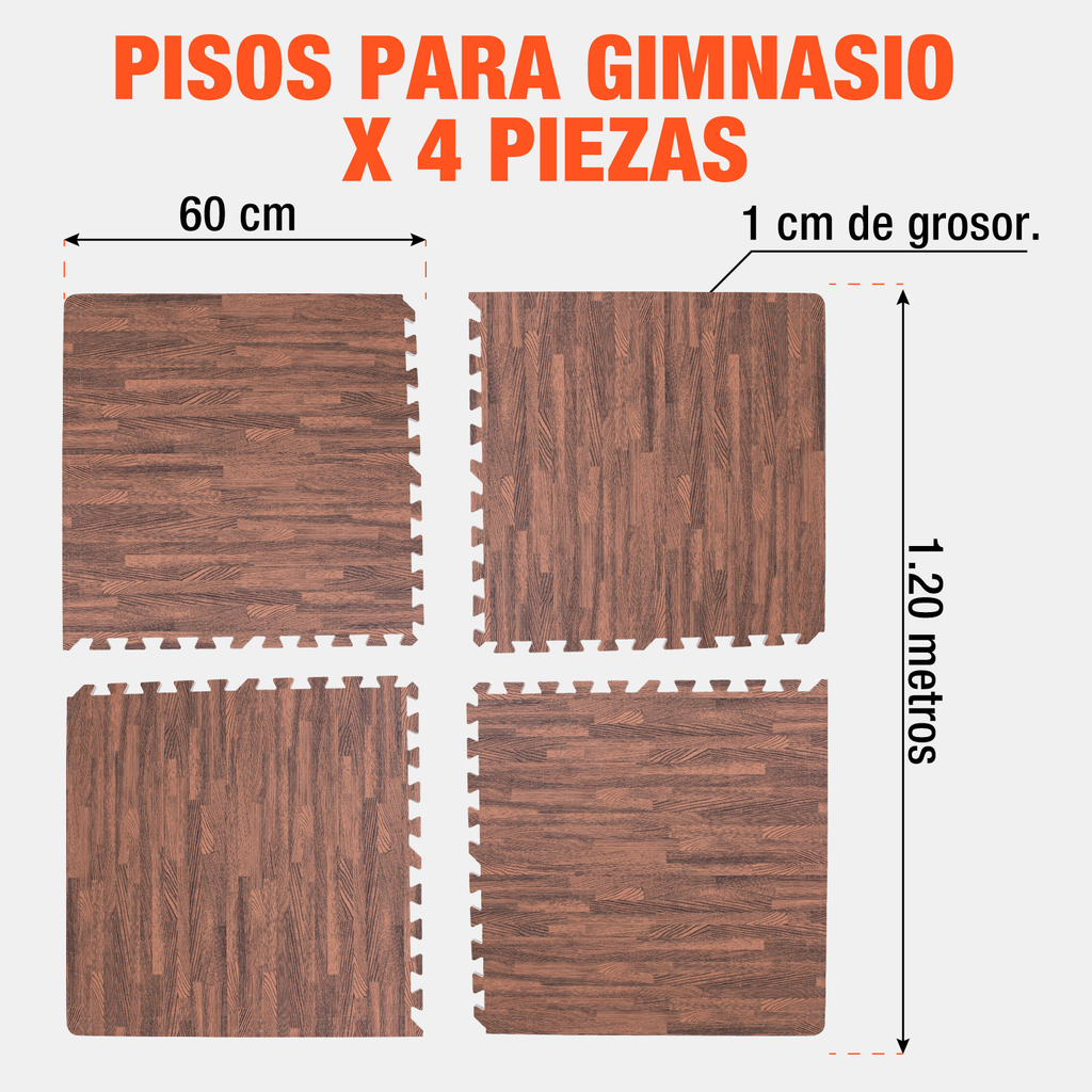 Piso Para Gimnasio Altera Tipo Madera Tatami 60x60 4pz