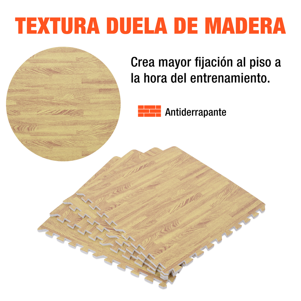 Piso Para Gimnasio Altera Tipo Madera Tatami 60x60 4pz