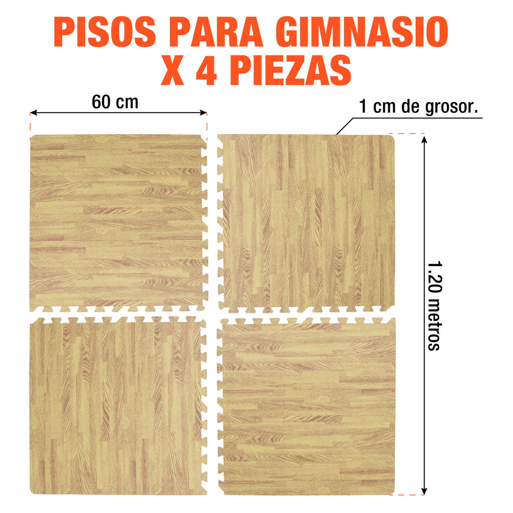 Piso Para Gimnasio Altera Tipo Madera Tatami 60x60 4pz
