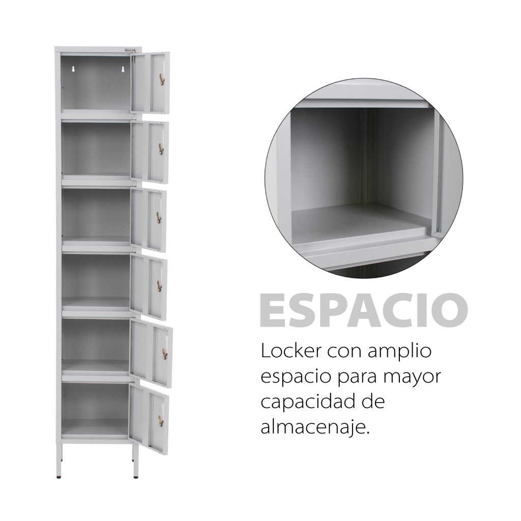 Locker Metalico Guardex Casillero 6 Puertas Llaves Cerradura