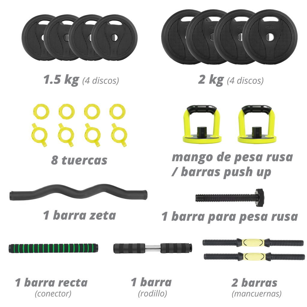 Set De Mancuernas Ajustables Altera Kit Con Pesa Rusa 15kg