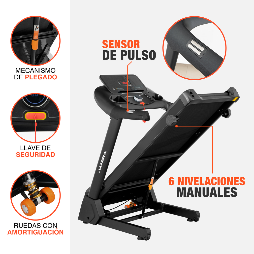 Caminadora Electrica Altera Plegable Corredora 110 V Negra