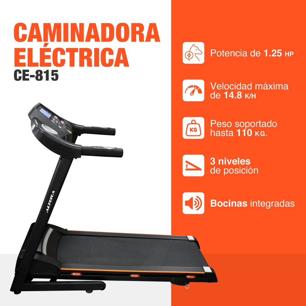 Caminadora Electrica Altera Niveles Ajustables Fitness Gym