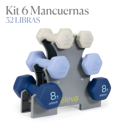 Kit Pesas Mancuernas 3 5 8 Lb Soporte Neopreno Premium Eleva