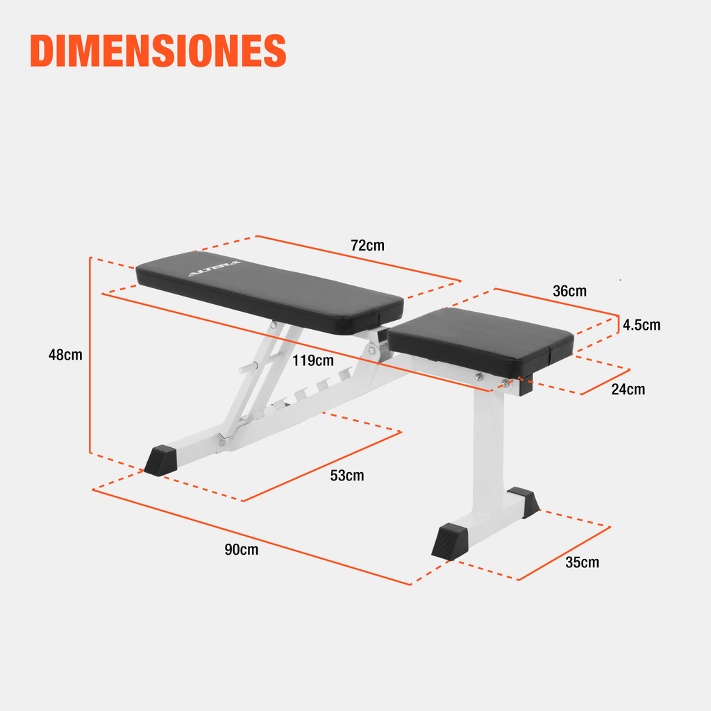 Banco Para Ejercicio Fitness Pesas 2 Secciones Inclinacion