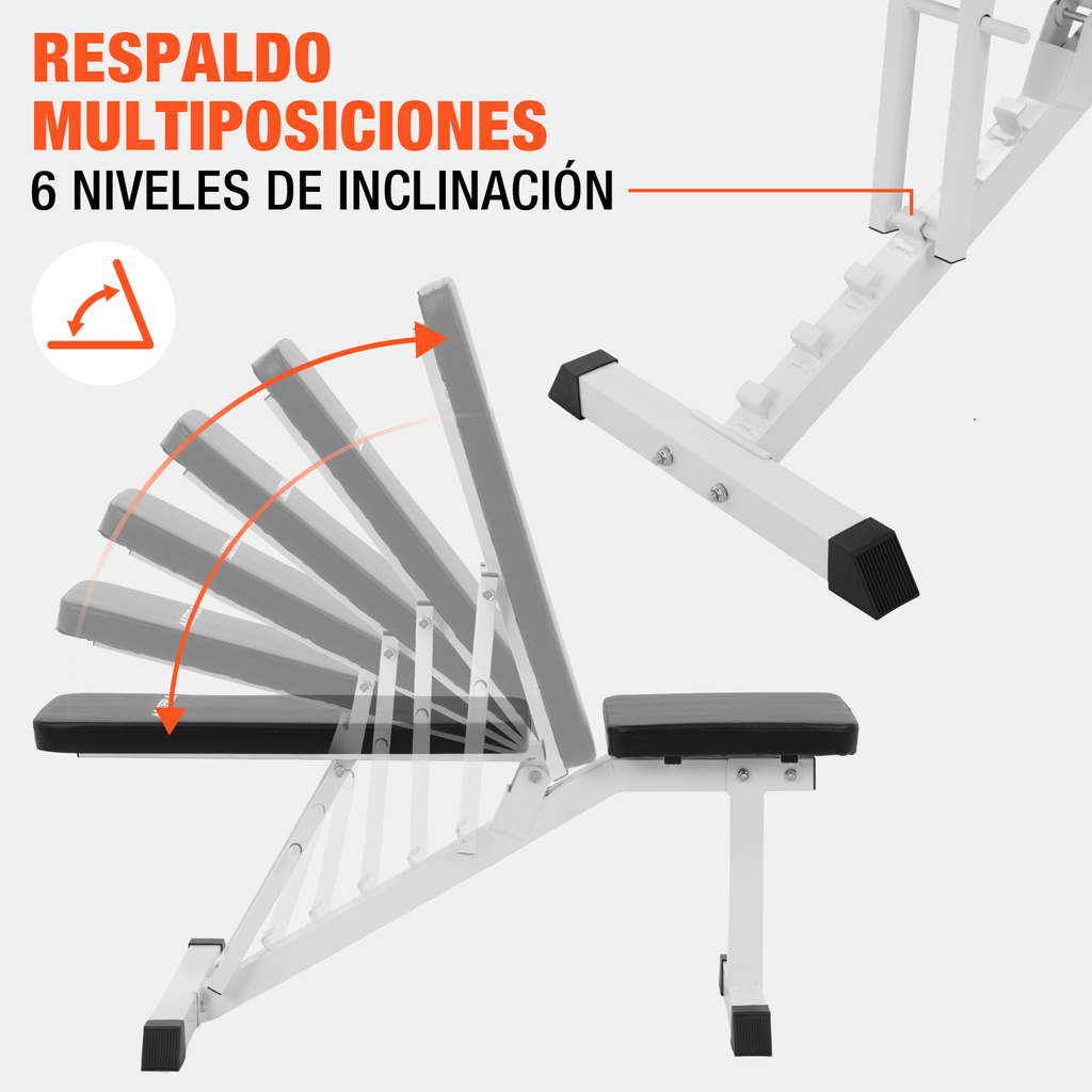 Banco Para Ejercicio Fitness Pesas 2 Secciones Inclinacion