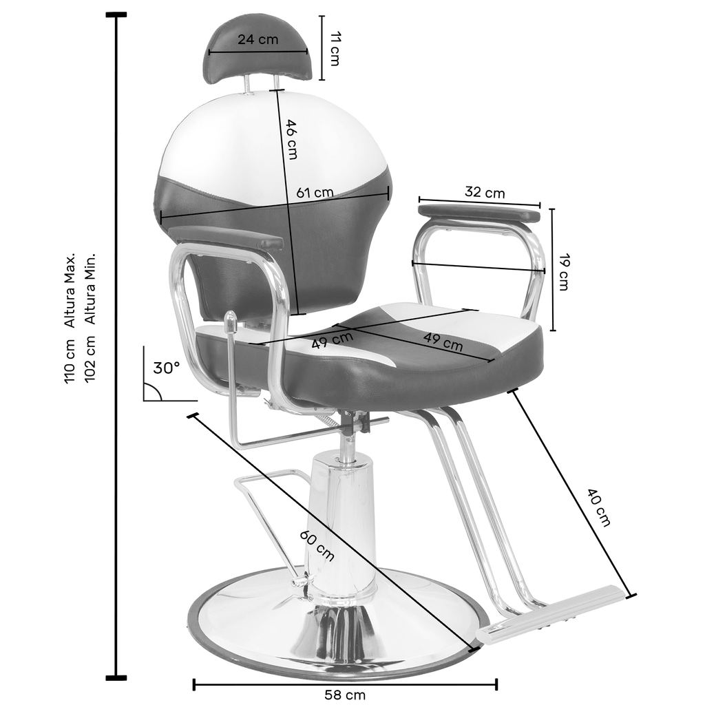 Silla Hidraulica Reclinable y Giratoria para Barberia Vinil