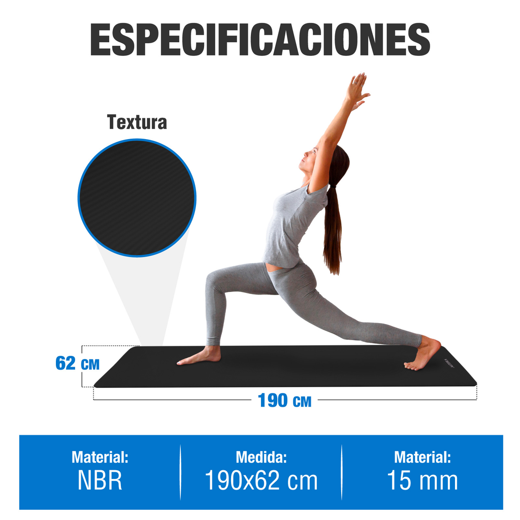 Tapete Yoga Grueso 15 Mm Fitness Altera Nbr Antiderrapante