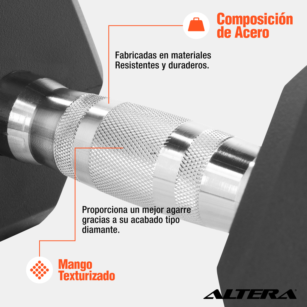 Mancuerna Hexagonal 50 Lbs Altera Pesas Ejercicio 23 Kg Pz