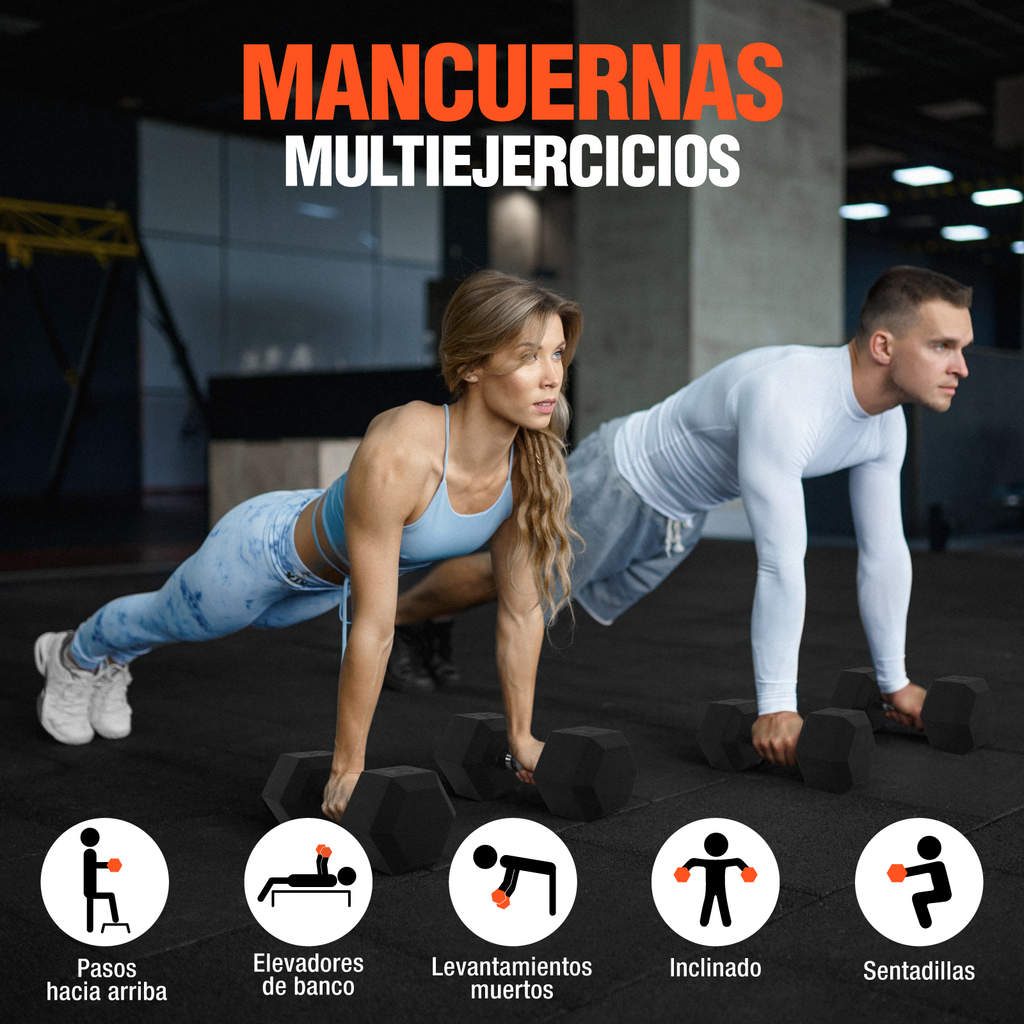 Mancuerna Hexagonal Acero Forro De Neopreno 20lbs