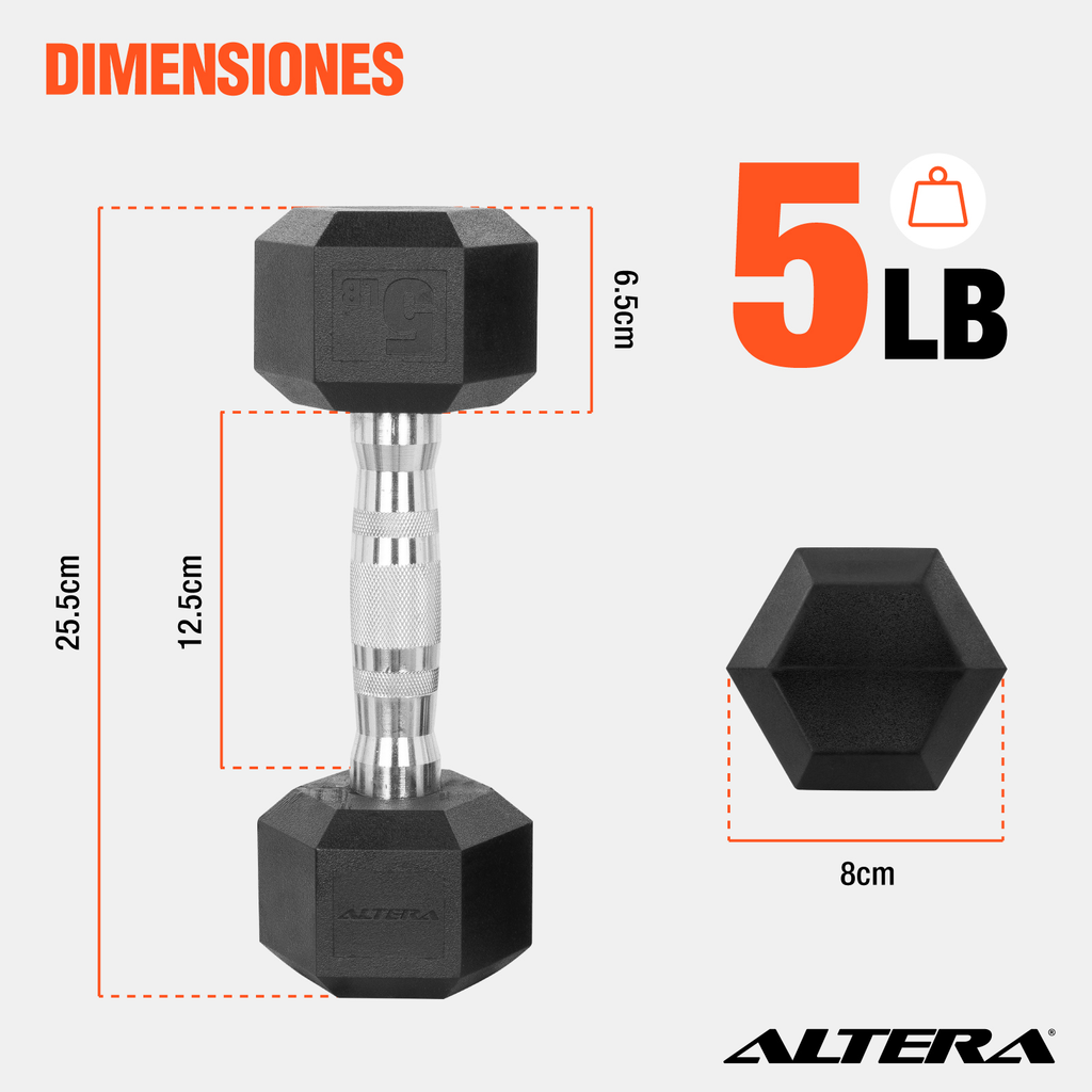 Mancuerna Hexagonal Acero Forro De Neopreno 5lbs