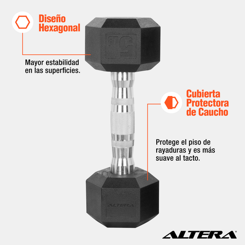 Mancuerna Hexagonal Acero Forro De Neopreno 5lbs