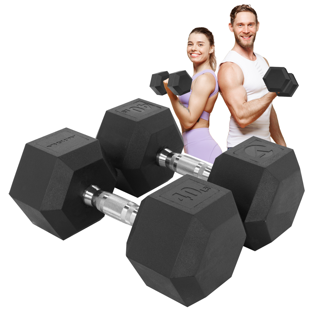 Kit 2 Mancuernas Hexagonales Acero Forro De Neopreno 40 Lbs