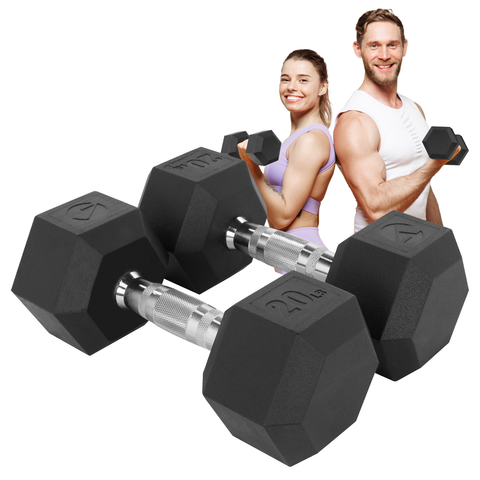 Kit 2 Mancuernas Hexagonales Acero Forro De Neopreno 20 Lbs