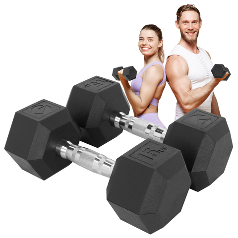 Kit 2 Mancuernas Hexagonales Acero Forro De Neopreno 15 Lbs