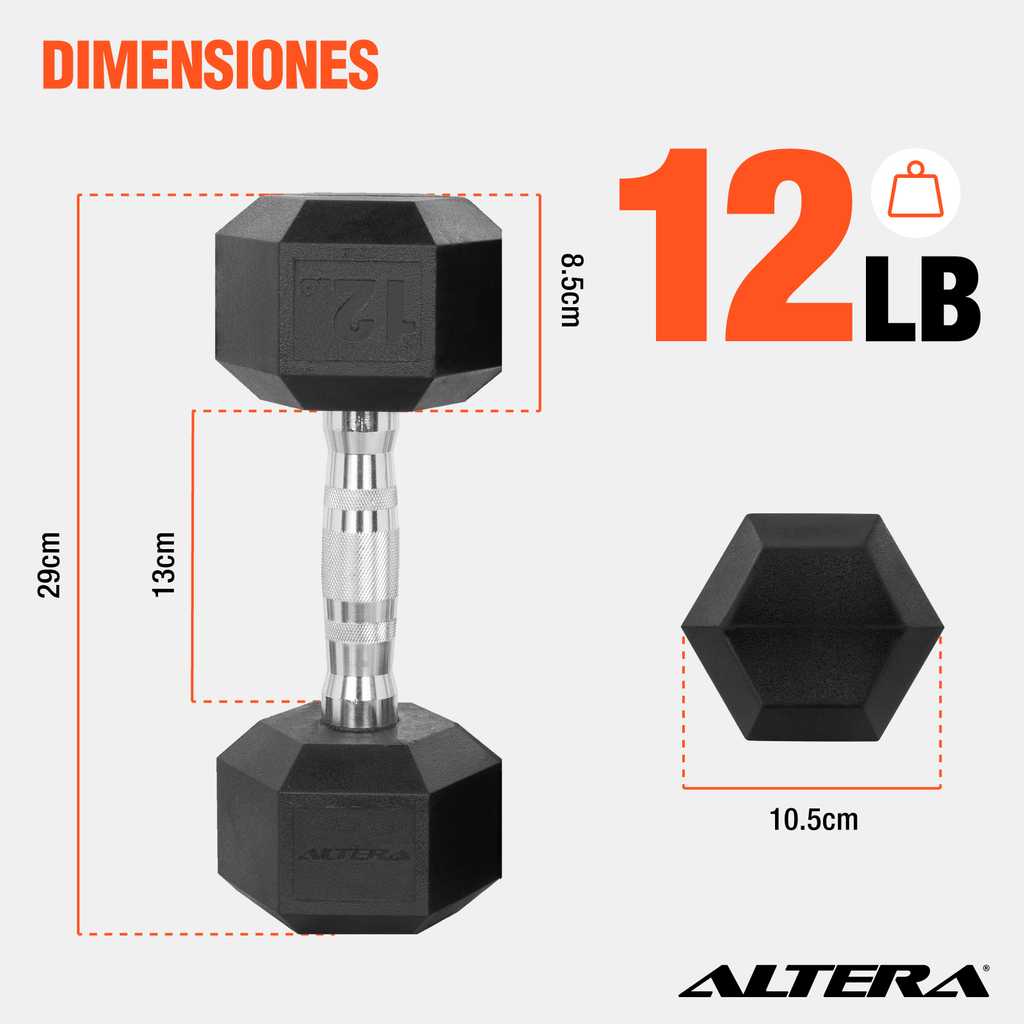 Mancuernas 12 Lbs  Hexagonales Altera Pesas Ejercicio Par Kg