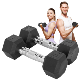 Kit 2 Mancuernas Hexagonales Acero Forro De Neopreno 5 Lbs