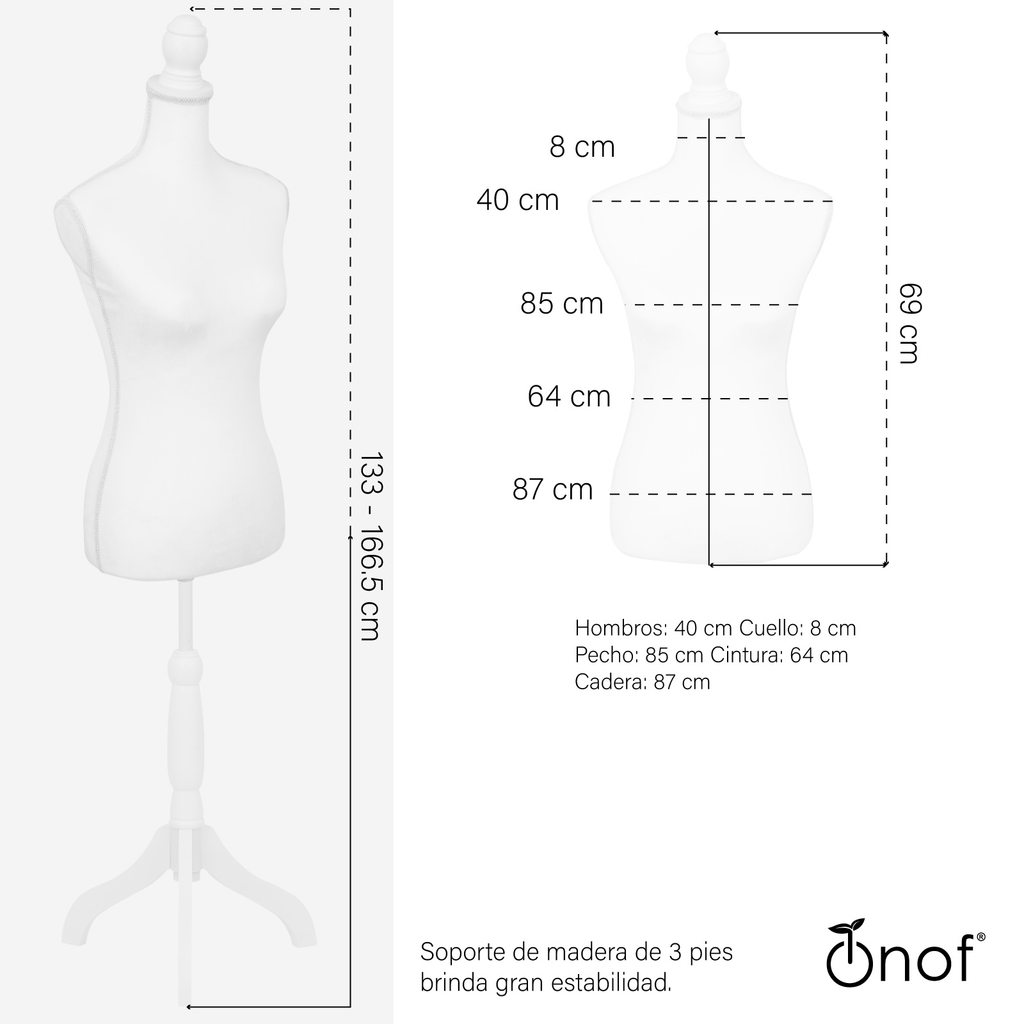 Maniqui Torso Femenino Costura Modelo Sastre Base Ajustable