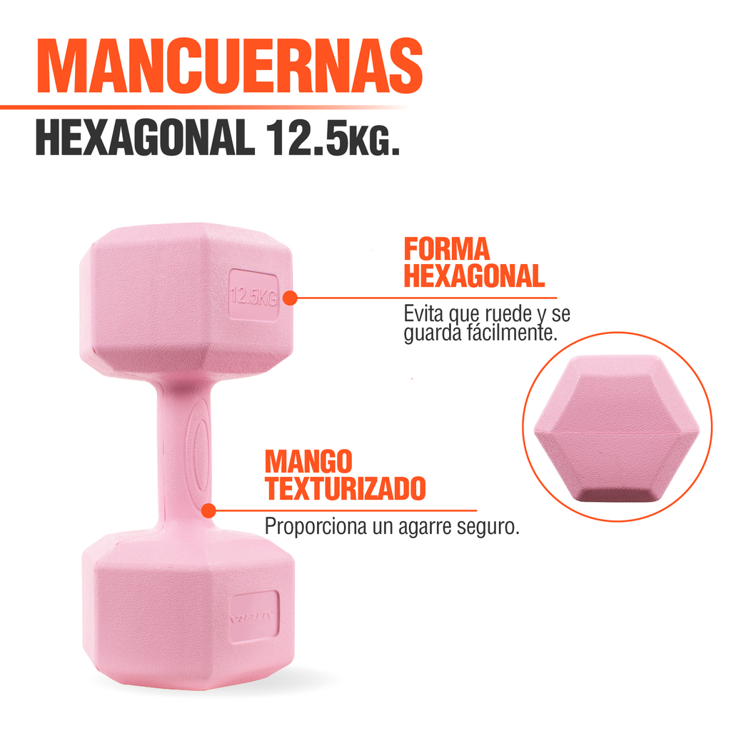 Mancuernas Pesas Hexagonales 12.5kg Altera Entrenamiento 2pz