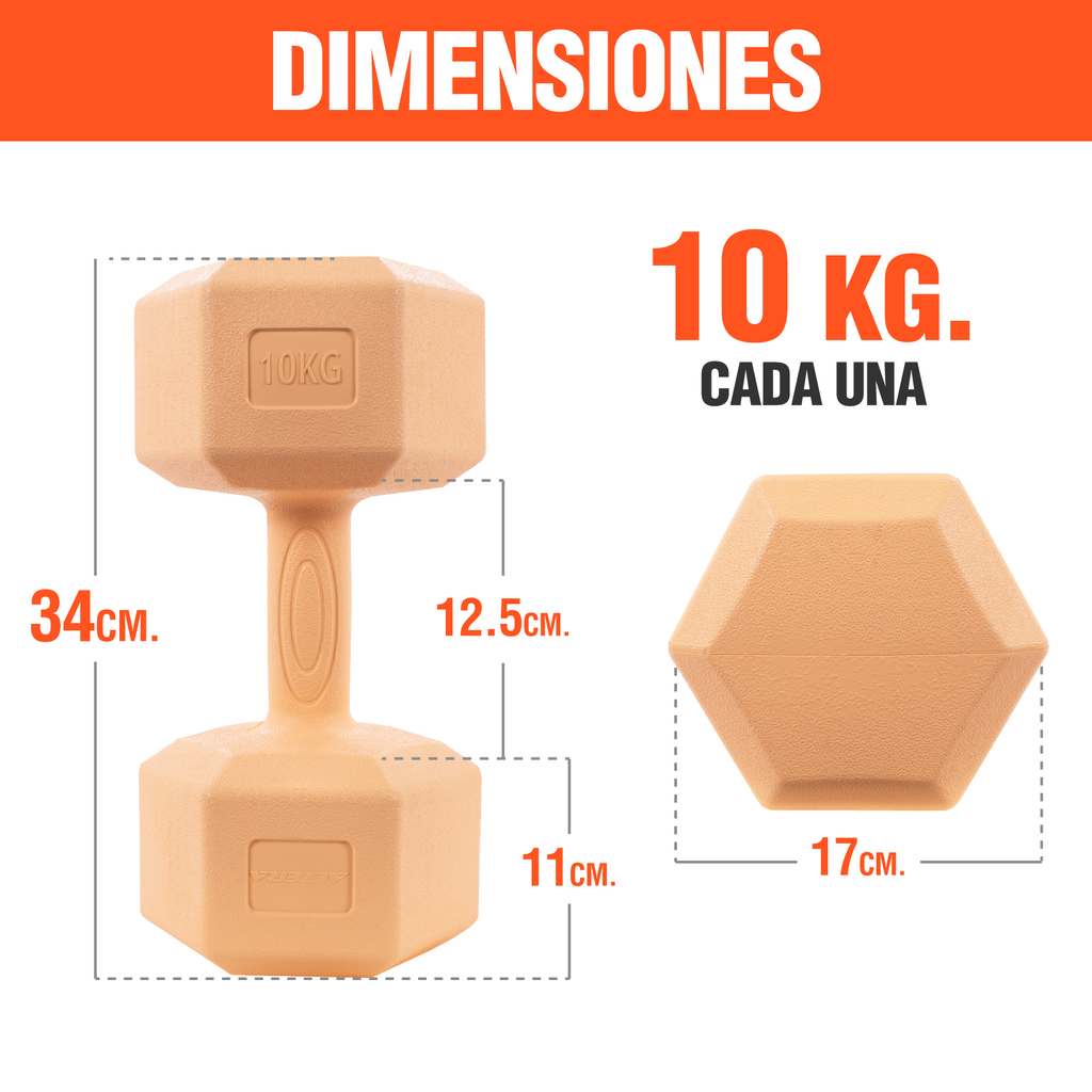 Mancuernas 10 Kg Hexagonales 2pz Pesas Altera Entrenamiento