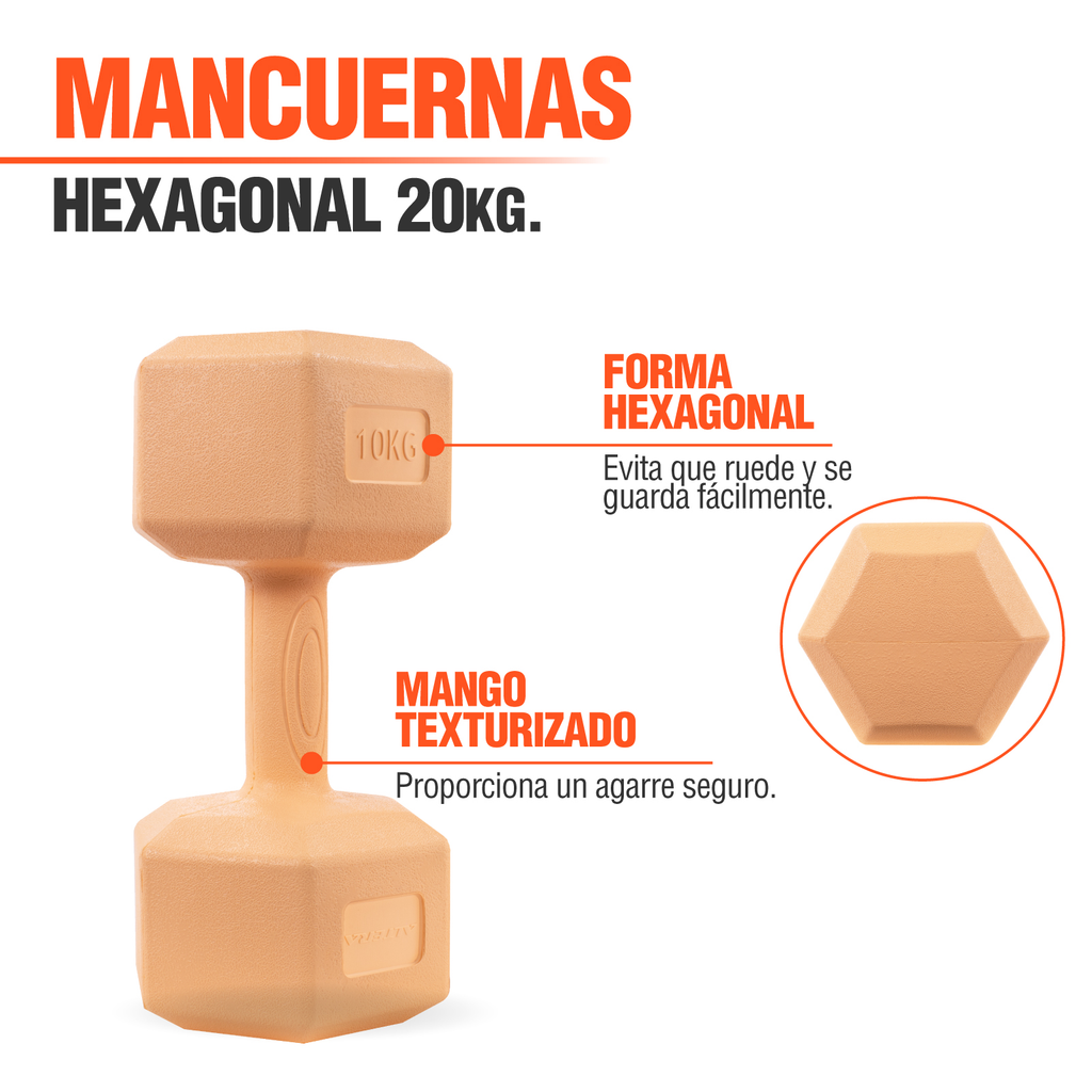 Mancuernas 10 Kg Hexagonales 2pz Pesas Altera Entrenamiento