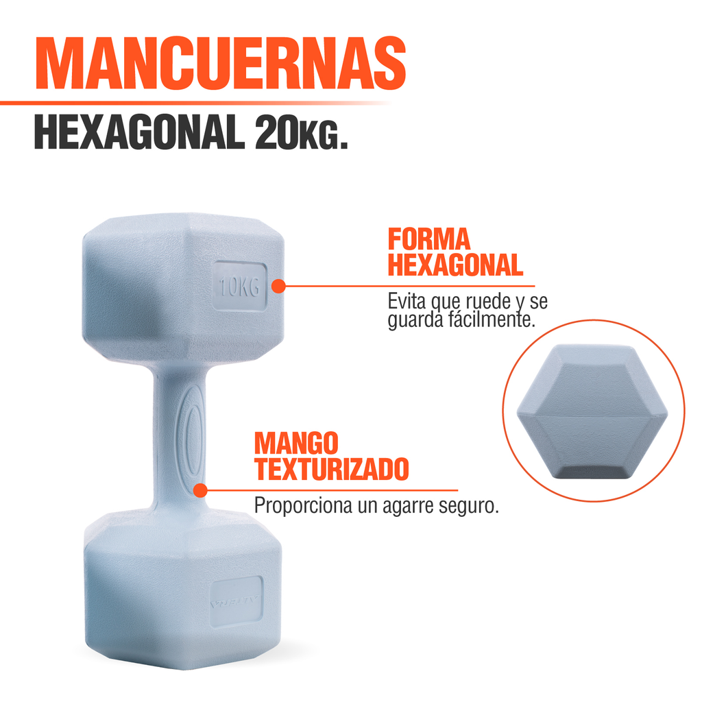 Mancuernas 10 Kg Hexagonales 2pz Pesas Altera Entrenamiento