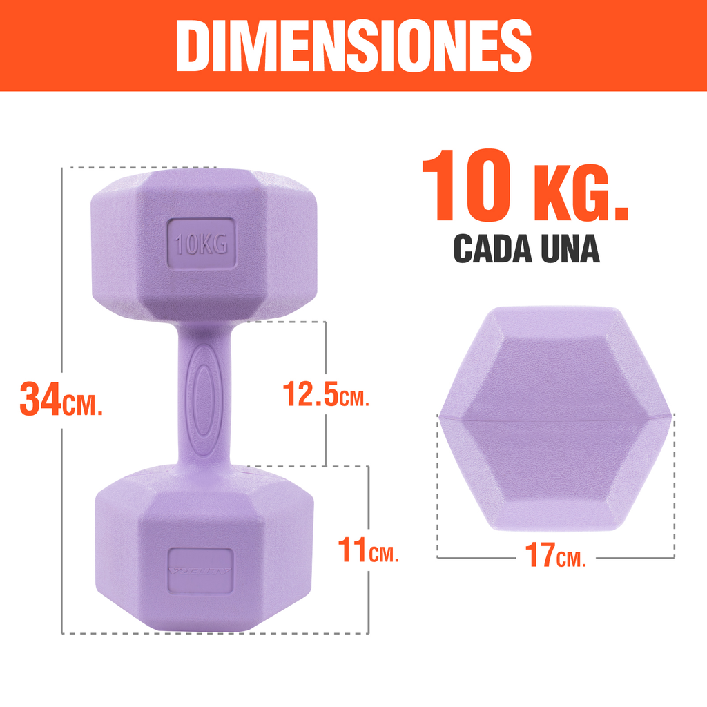 Mancuernas 10 Kg Hexagonales 2pz Pesas Altera Entrenamiento
