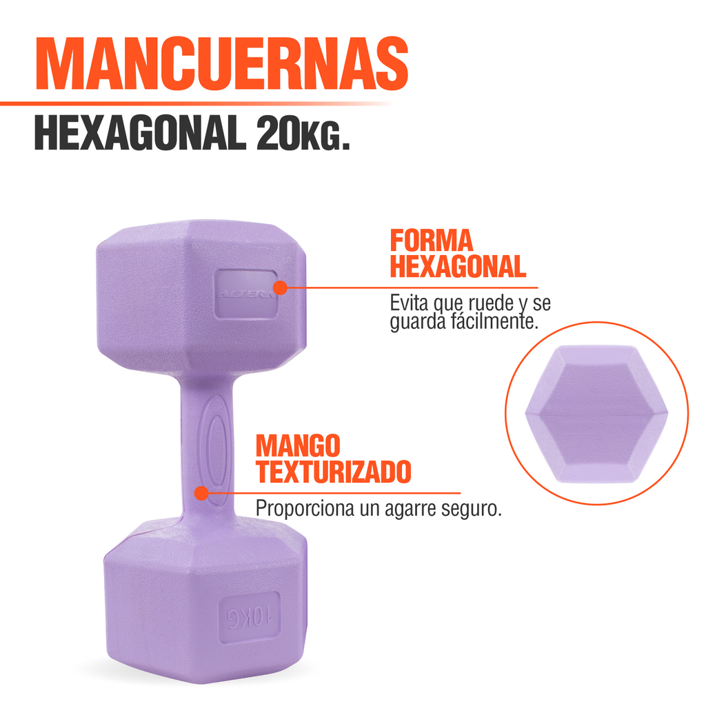 Mancuernas 10 Kg Hexagonales 2pz Pesas Altera Entrenamiento