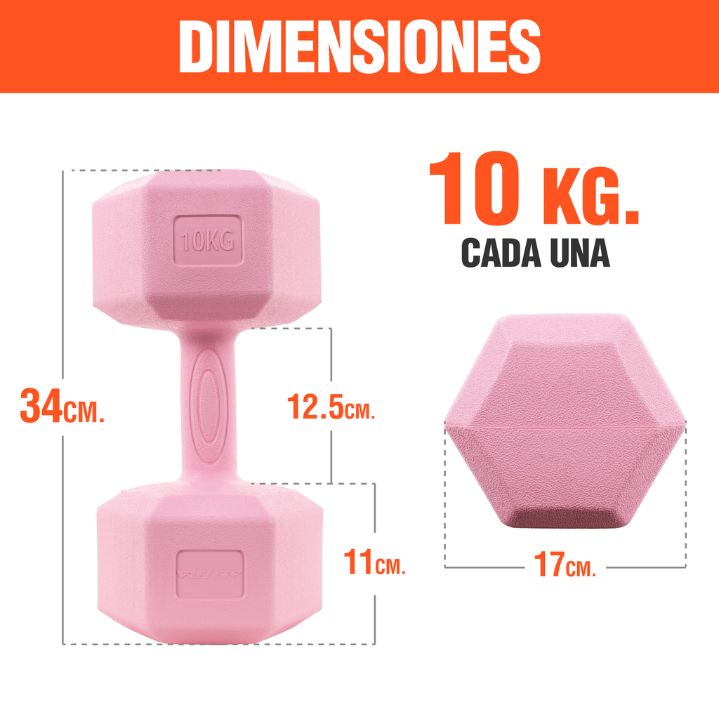 Mancuernas 10 Kg Hexagonales 2pz Pesas Altera Entrenamiento