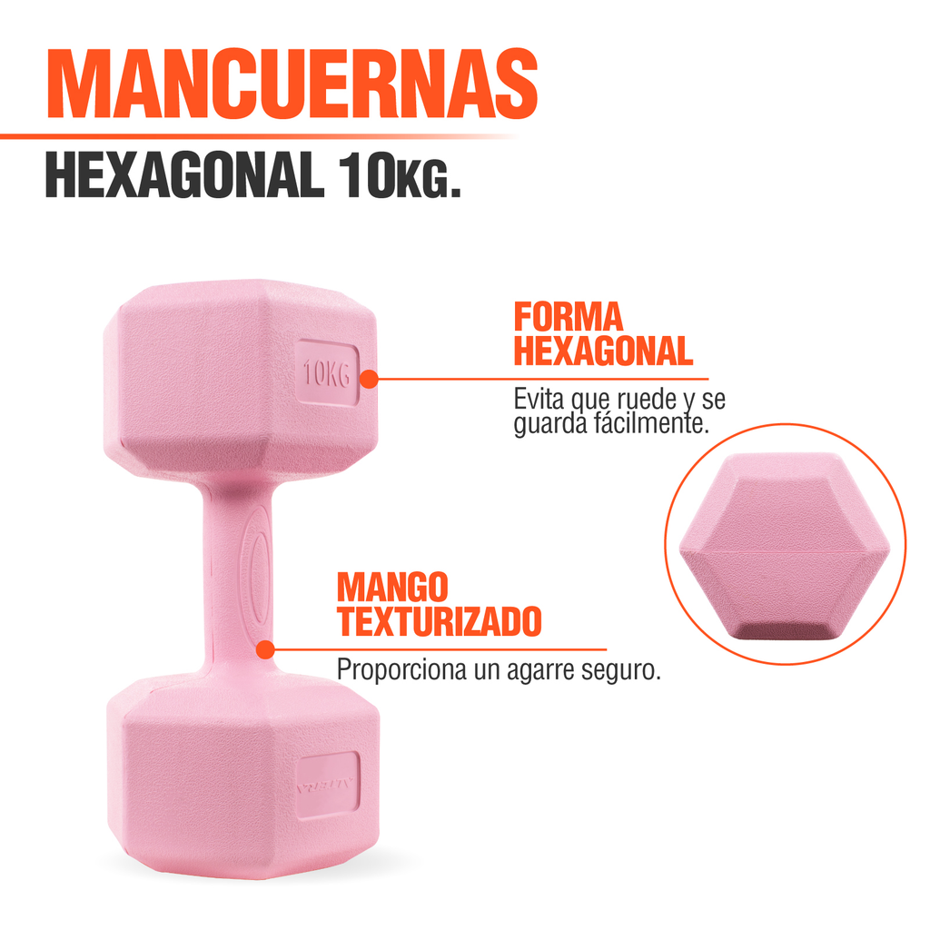 Mancuernas 10 Kg Hexagonales 2pz Pesas Altera Entrenamiento