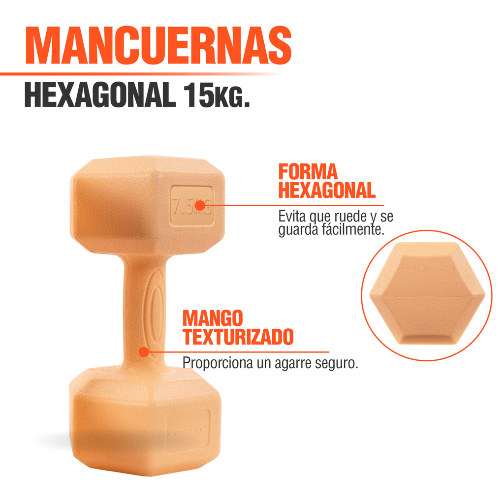 Mancuernas 7.5 Kg Pesas Hexagonales 2pz Altera Entrenamiento
