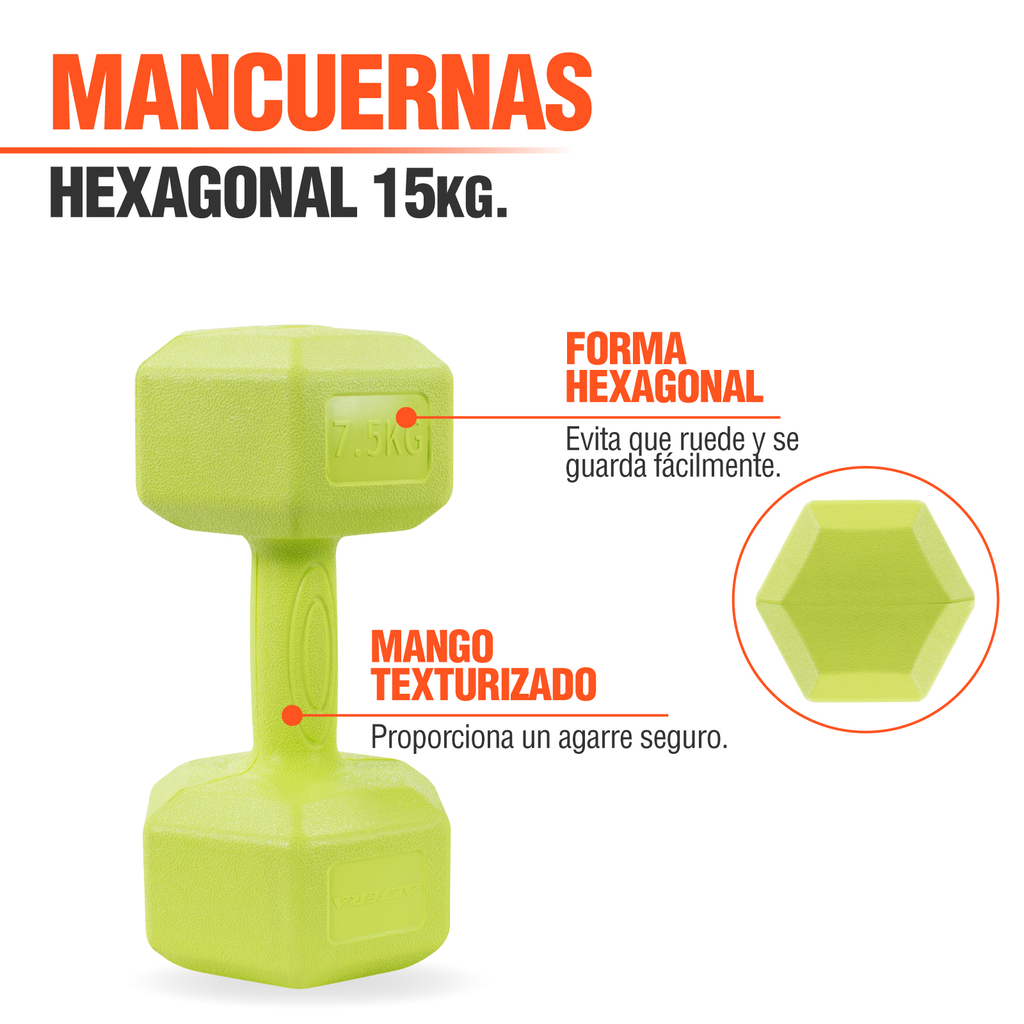 Mancuernas 7.5 Kg Pesas Hexagonales 2pz Altera Entrenamiento