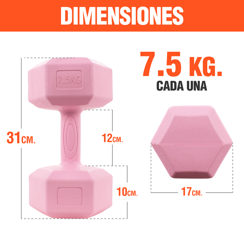 Mancuernas 7.5 Kg Pesas Hexagonales 2pz Altera Entrenamiento