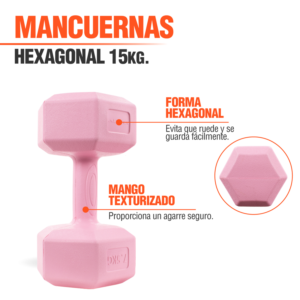 Mancuernas 7.5 Kg Pesas Hexagonales 2pz Altera Entrenamiento
