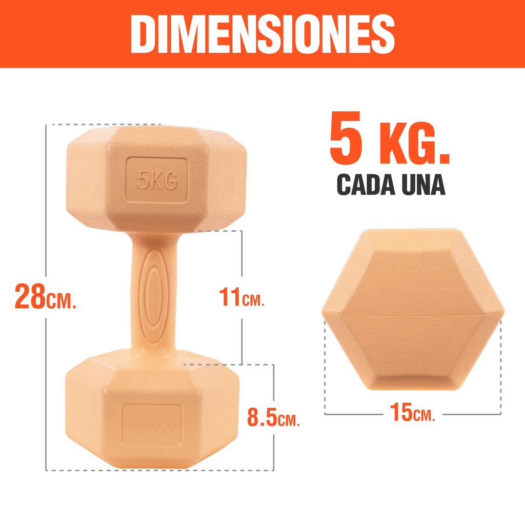 Mancuernas 5 Kg Hexagonales Set Par Altera Ejercicio Gym
