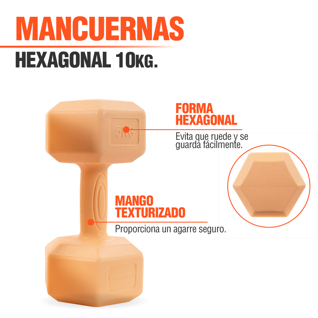Mancuernas 5 Kg Hexagonales Set Par Altera Ejercicio Gym