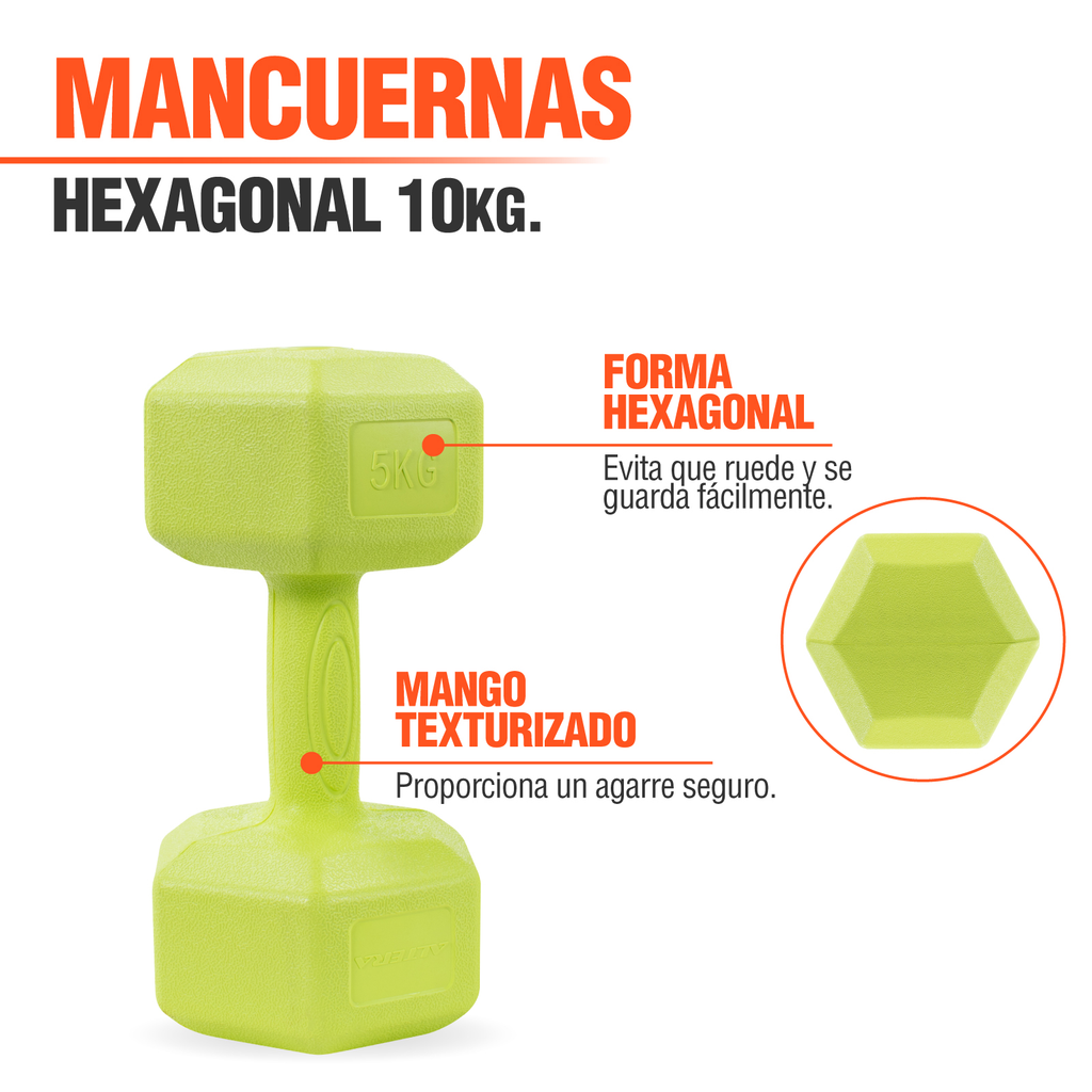 Mancuernas 5 Kg Hexagonales Set Par Altera Ejercicio Gym