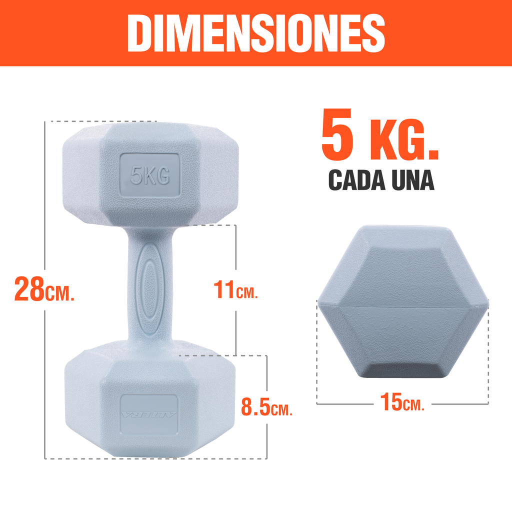 Mancuernas 5 Kg Hexagonales Set Par Altera Ejercicio Gym