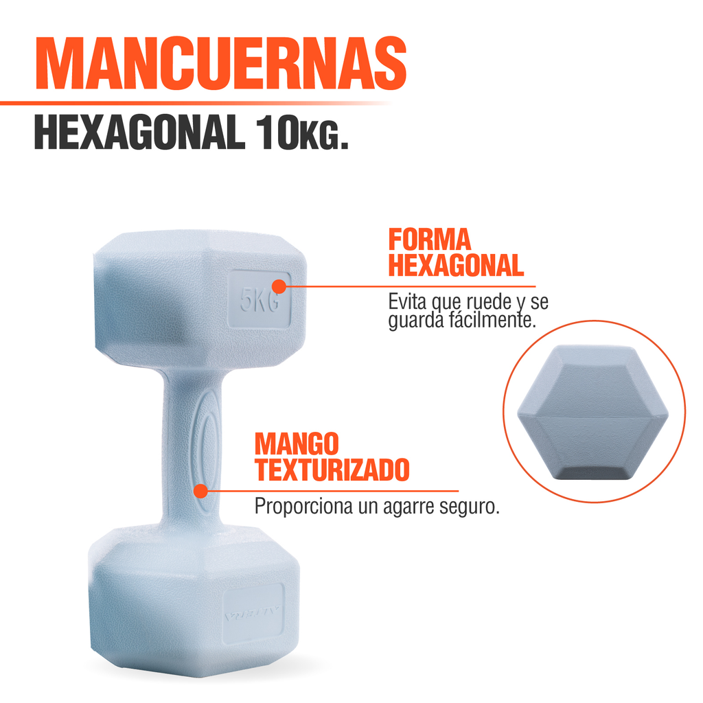Mancuernas 5 Kg Hexagonales Set Par Altera Ejercicio Gym