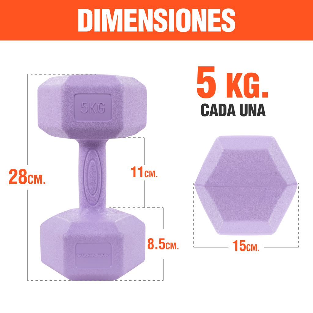 Mancuernas 5 Kg Hexagonales Set Par Altera Ejercicio Gym