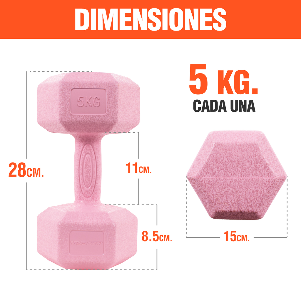Mancuernas 5 Kg Hexagonales Set Par Altera Ejercicio Gym