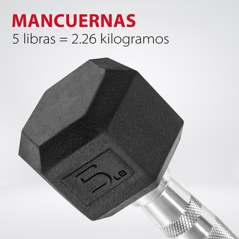 Kit 4 Mancuernas Hexagonales Acero Forro De Neopreno 5 Lbs